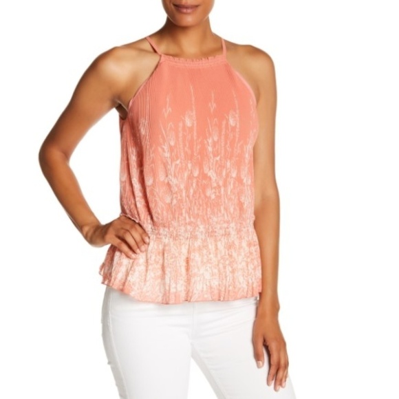 Joie Jeneca Pleated Printed Sleeveless Halter Top - Picture 1 of 2
